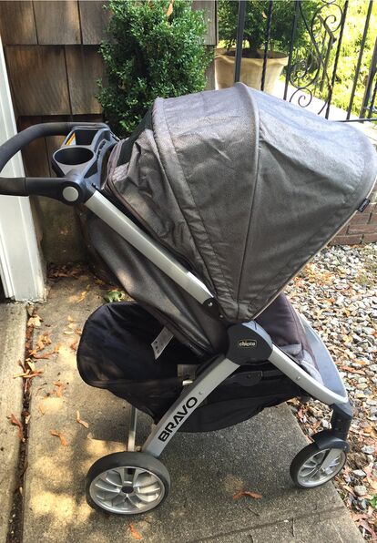 chicco bravo stroller canopy installation