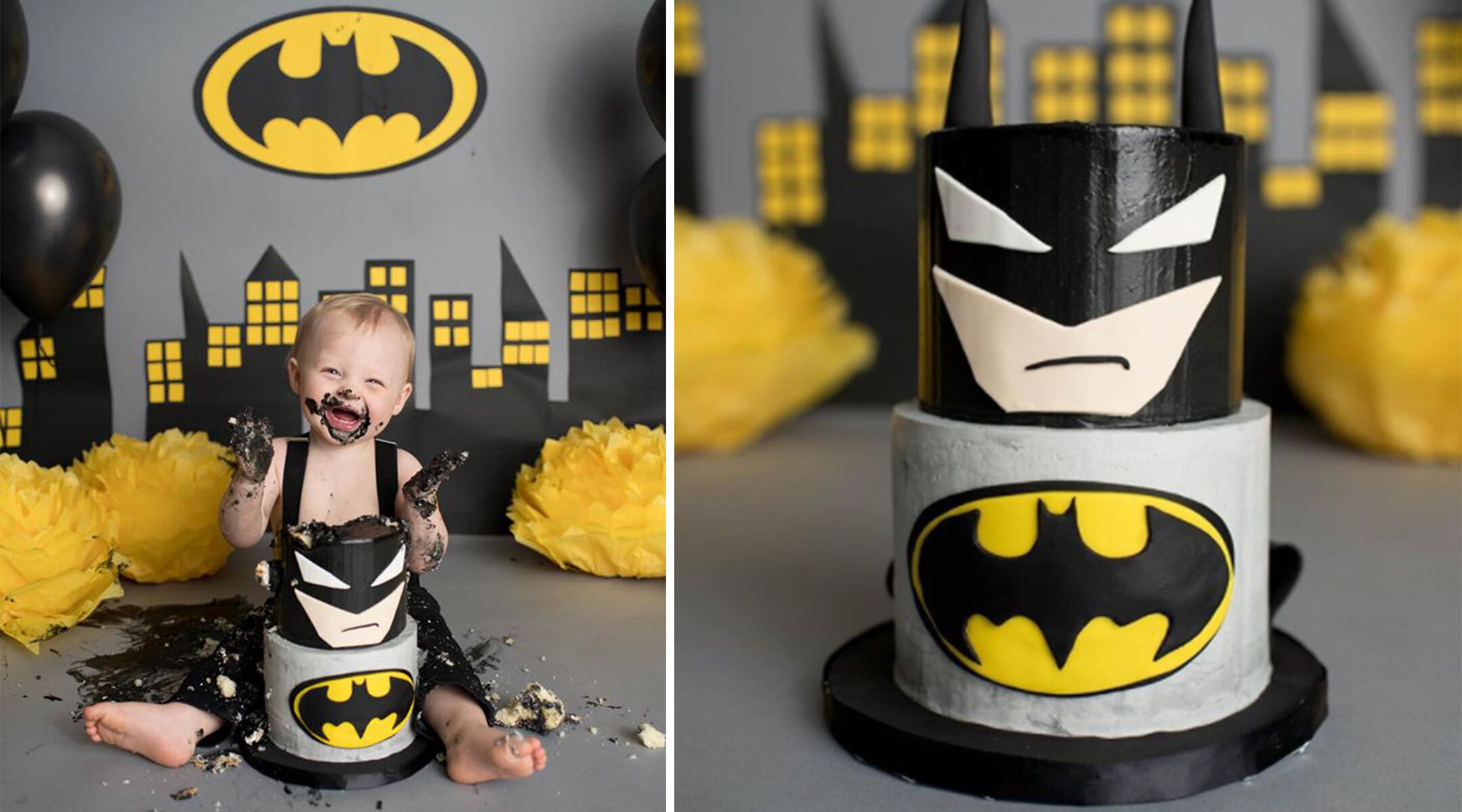 See the adorable Batman cake smash for one-year-old Kase McCoy Batman. 
