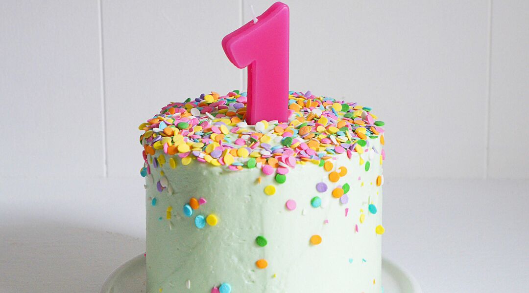 First birthday cake with sprinkles