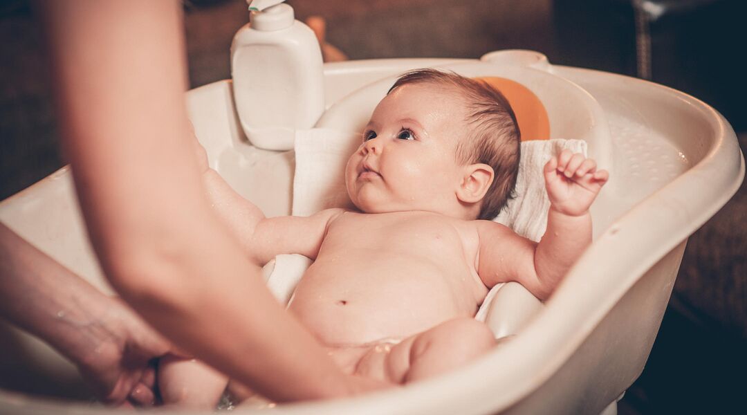 baby taking a bath