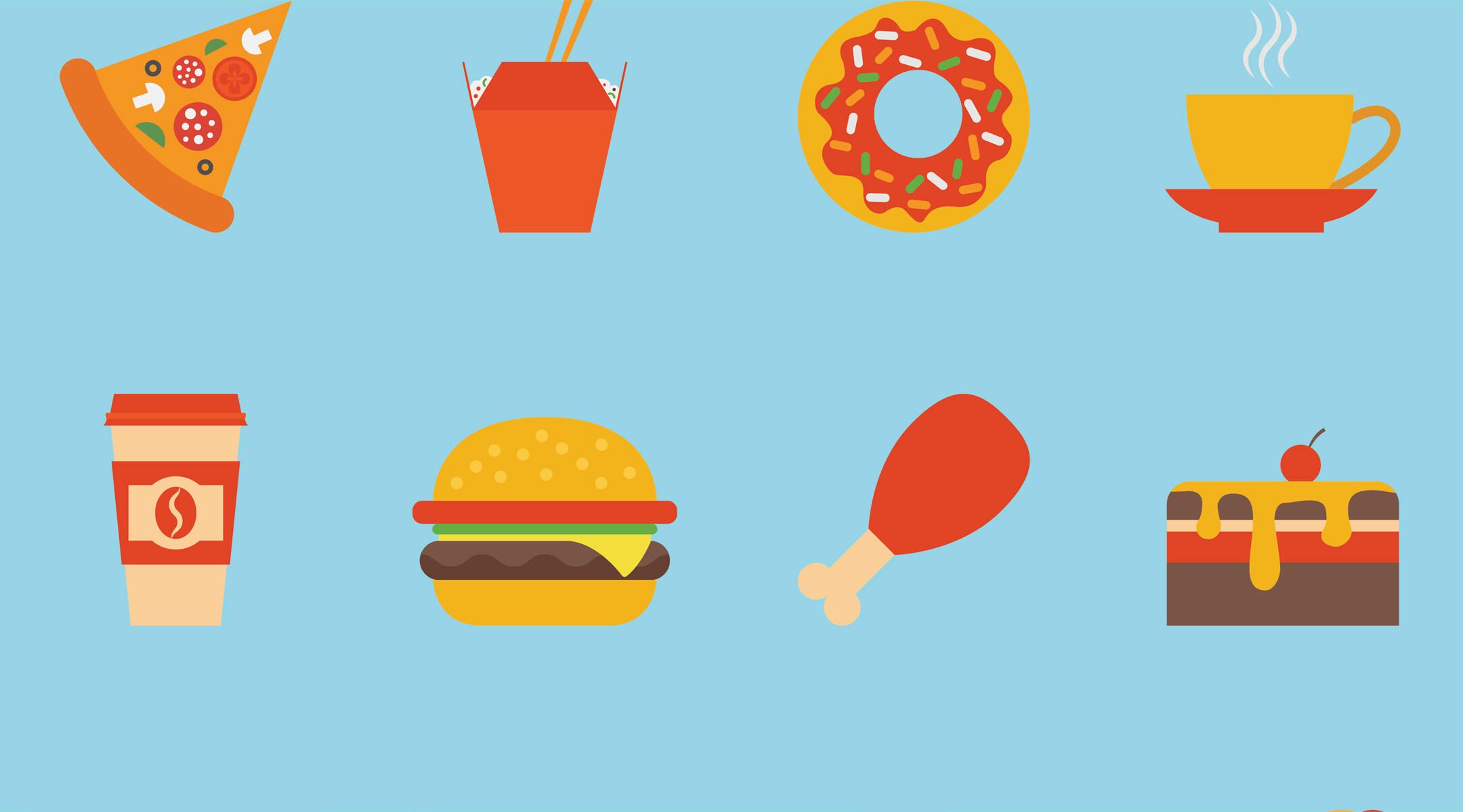 Набор иконок. Еда Flat Art. Food icon 3d. Flat fast