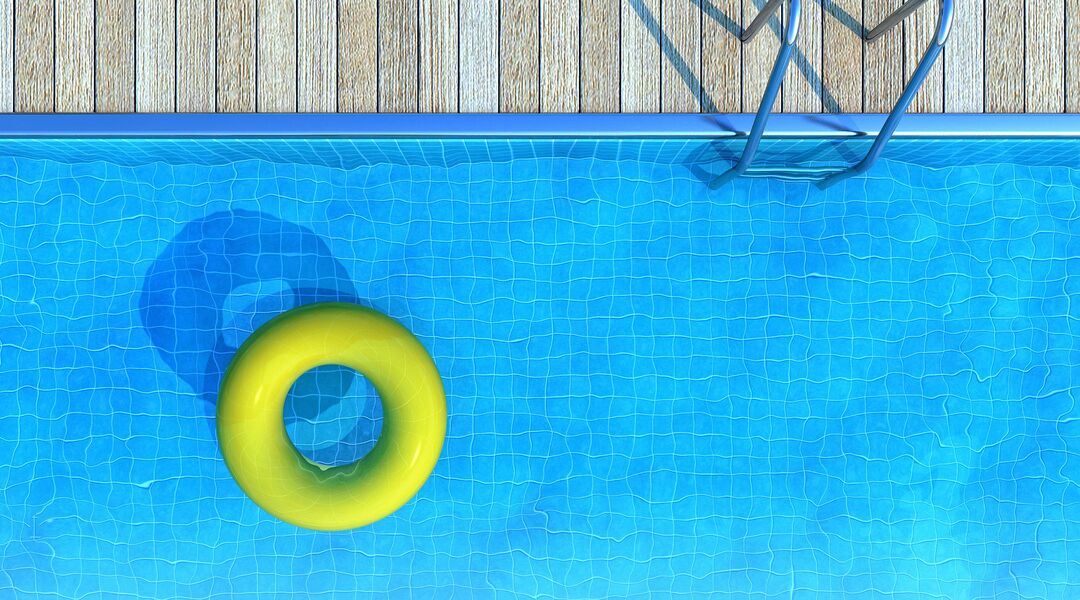 swimming pool overhead with floating tube