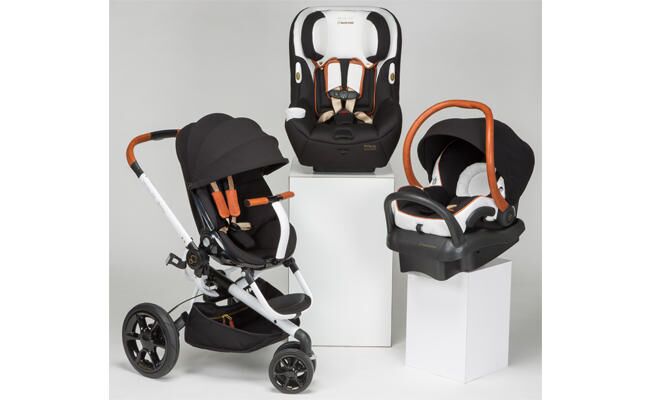 stroller with leather handle