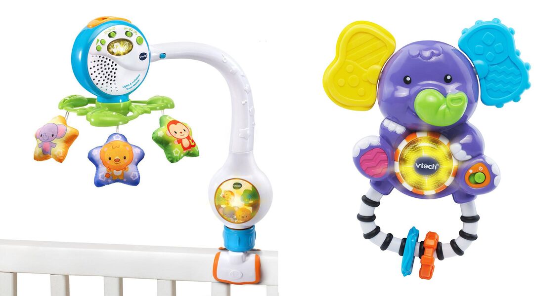 Vtech travel mobile on crib and rattle