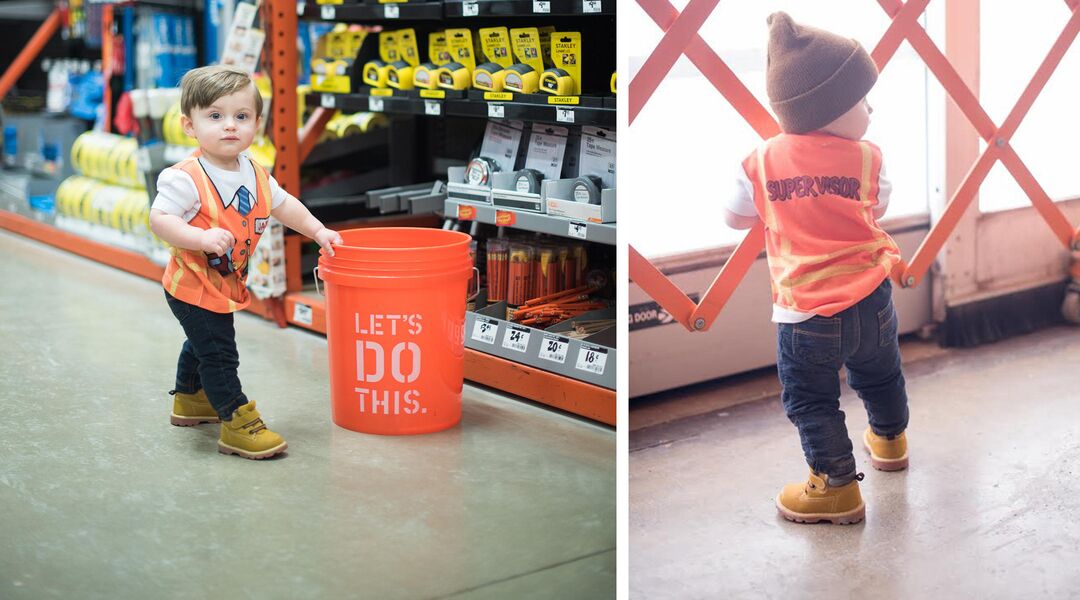 Parents Stage Home Depot First Birthday Photo Shoot