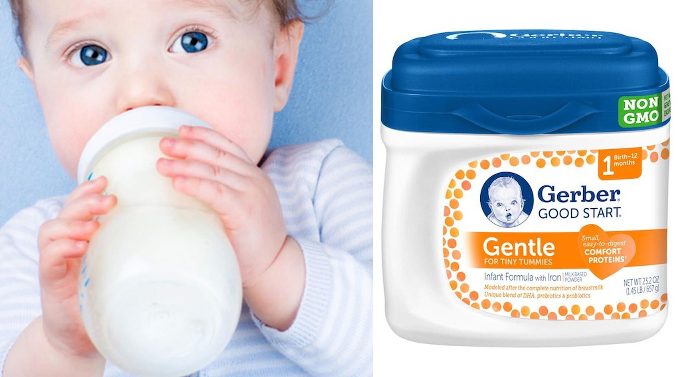 Gerber Good Start Gentle formula and baby drinking formula