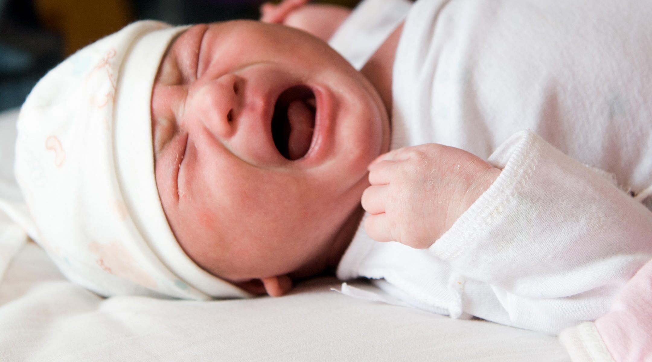 Baby crying with store tears