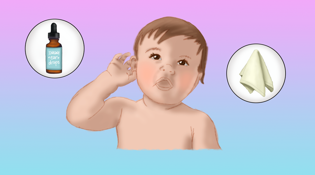 Illustration showing how to clean baby ears