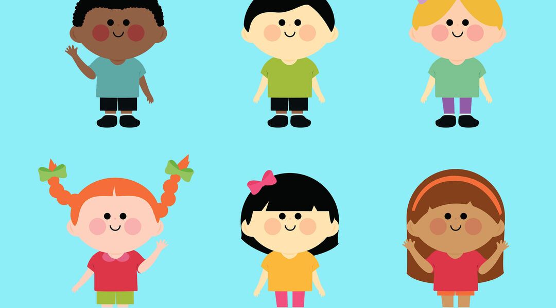 happy illustrated diverse kids together