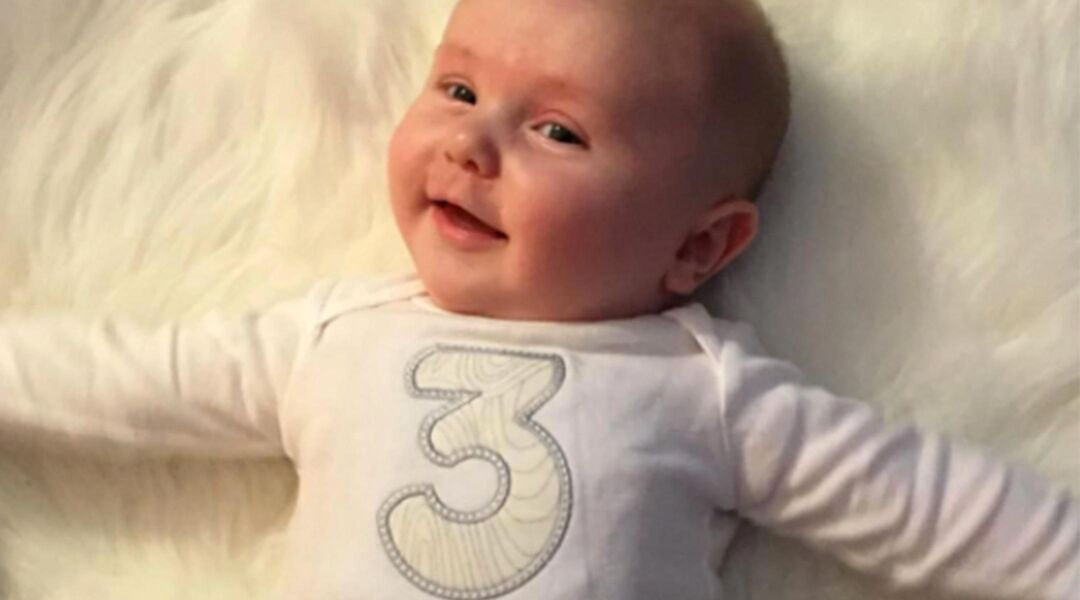 Baby Knox in 3-month onesie