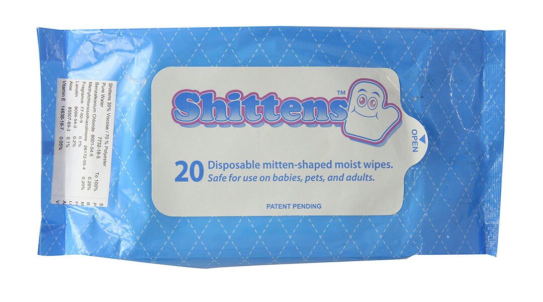 package of mitten-shaped wipes