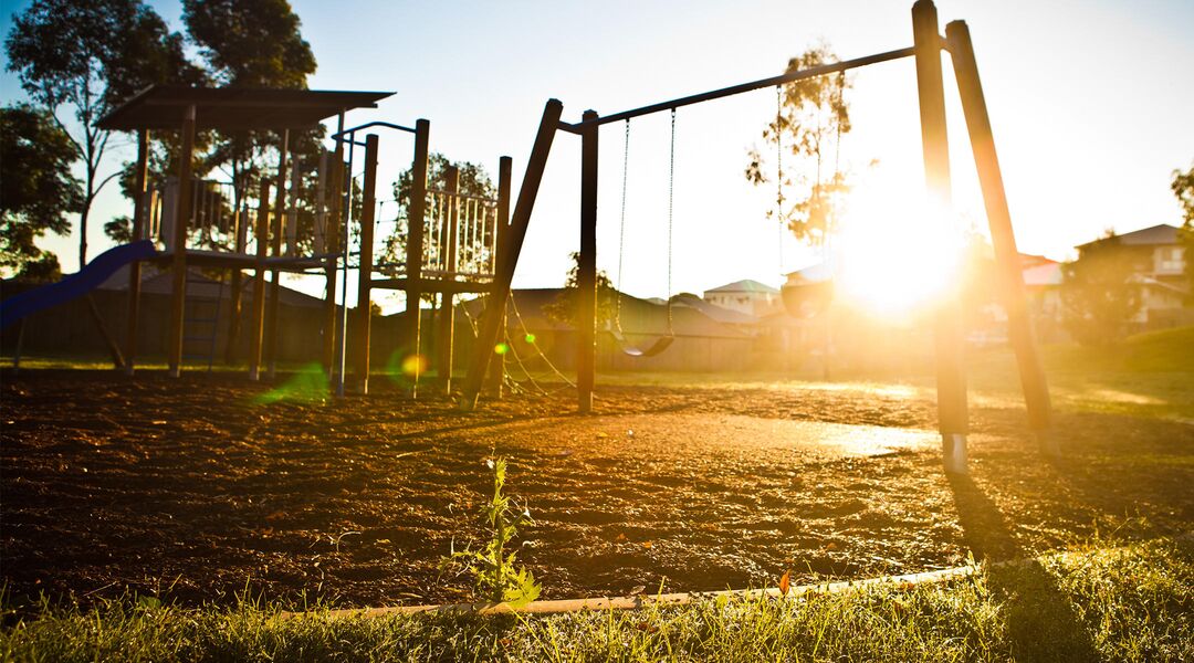 Playground at sunset